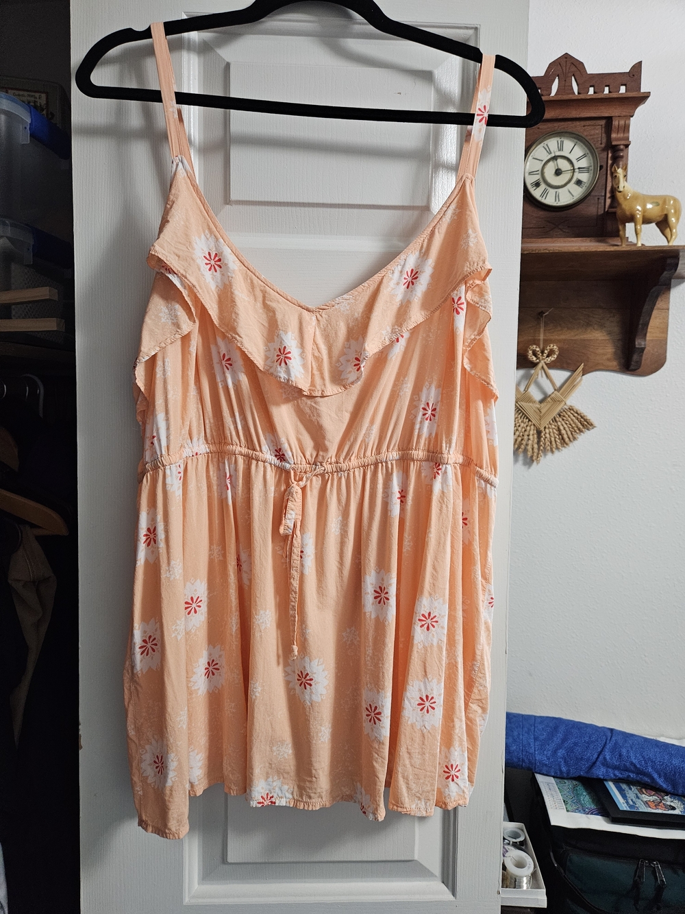 Torrid Peach Floral Ruffle Tie-Waist Camisole